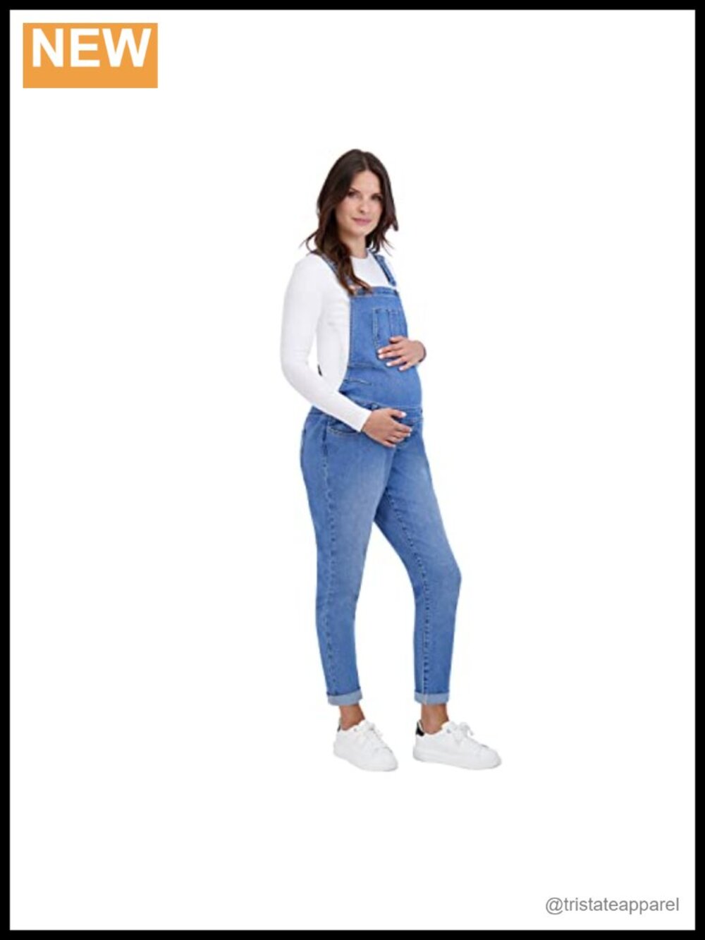 Maternity Denim Overalls Soft Bib Jumpsuit Straight Leg Spring Summer